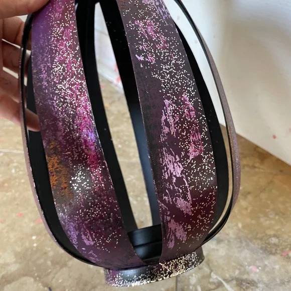 Whimsical Witch Candle Holder Metal Purple Green Halloween Decoration Decor - Picture 3 of 4